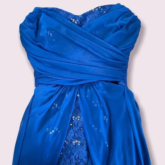 City Triangles Royal Blue Sequin Strapless Dress - Picture 4 of 11
